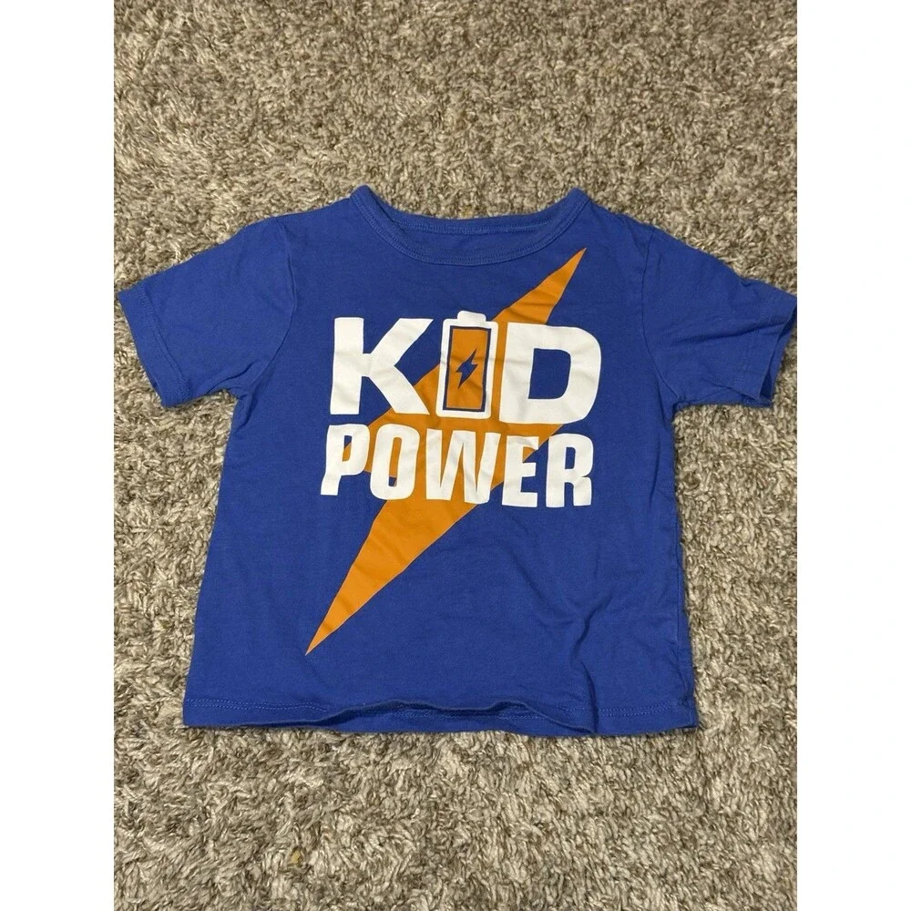 The Childrens Place Toddler Boy 2T Blue Kid Power Graphic T Shirt Short